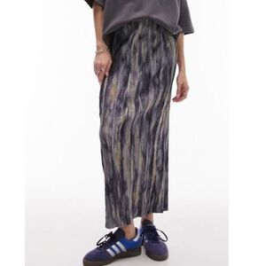 Blue Crinkle Midi Skirt from Topshop